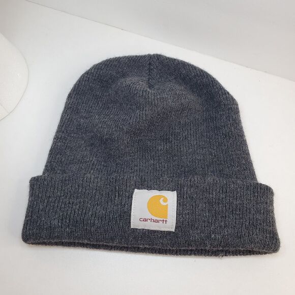Carhartt Unisex Knit Cuffed Beanie Classic Hat Cap Dark Gray Winter Logo Street - Picture 8 of 8